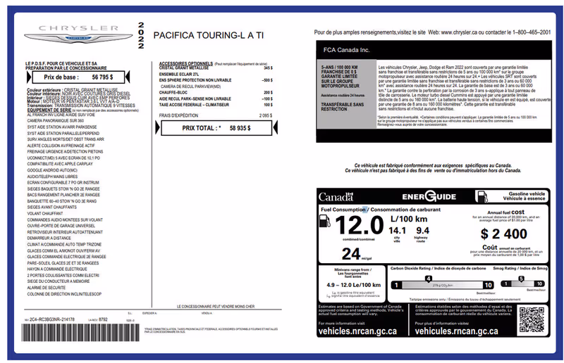 2022 Chrysler Pacifica Touring L