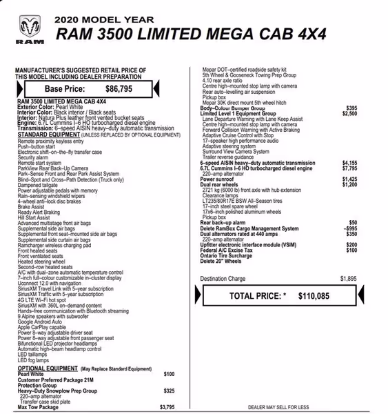2020 Ram 3500 Limited