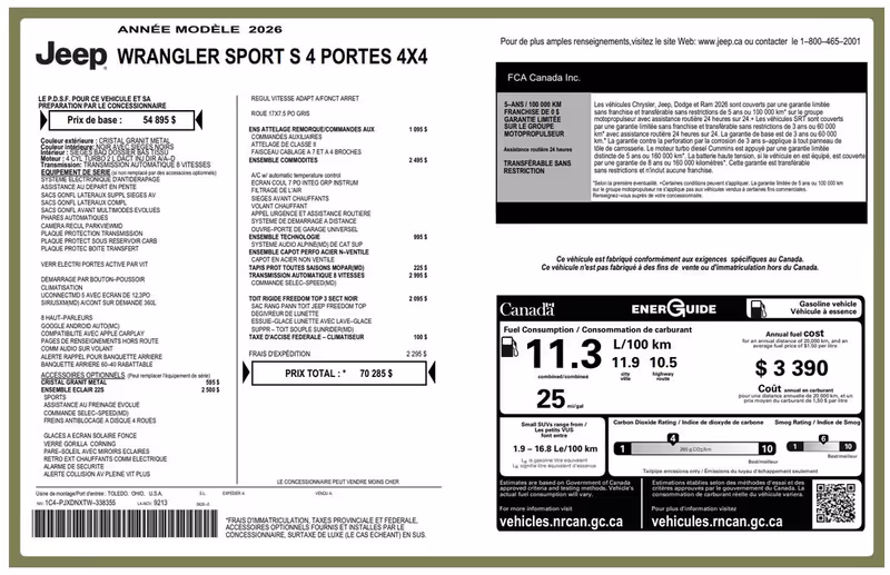 2026 Jeep Wrangler Sport S