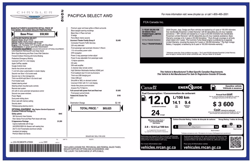 2026 Chrysler Pacifica Select
